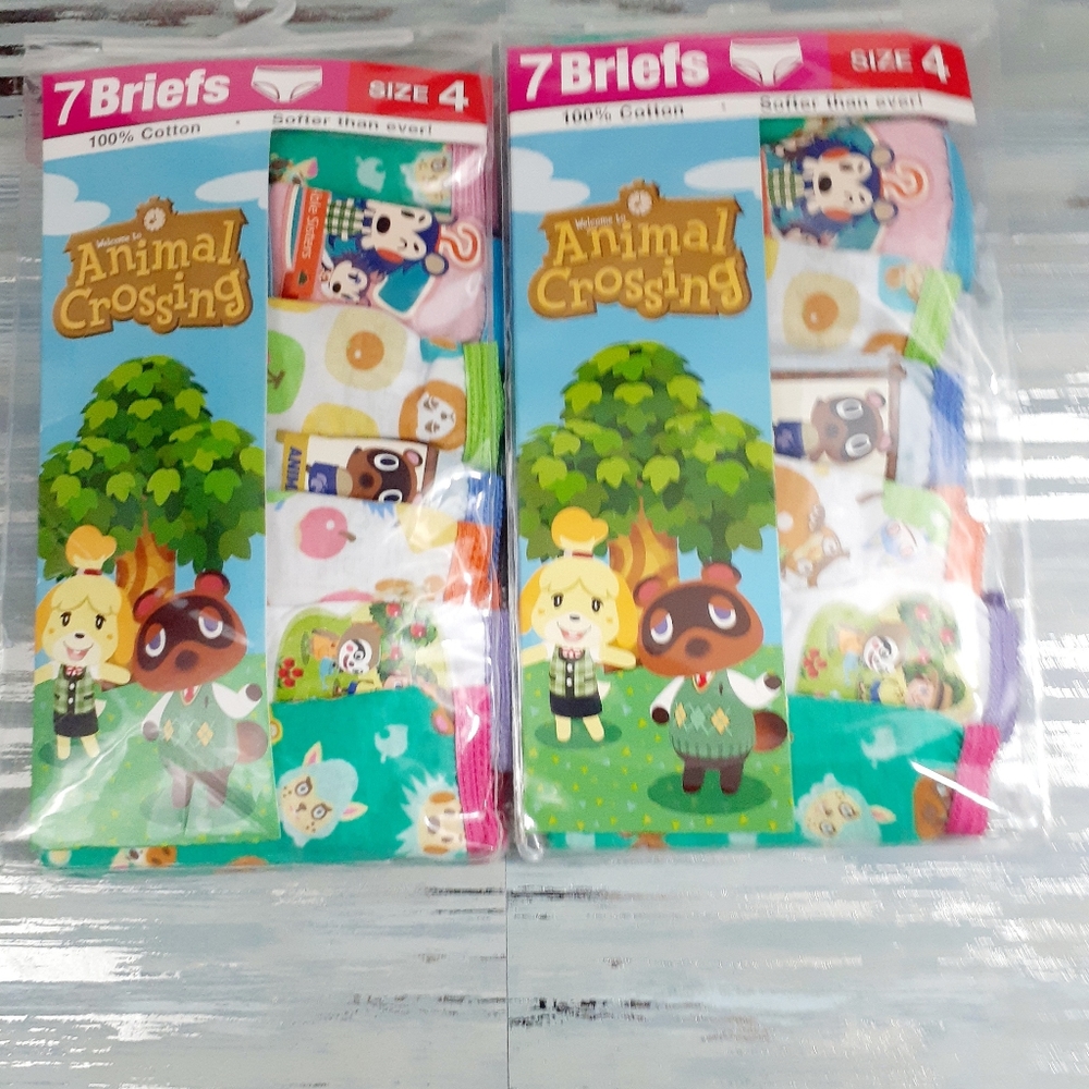 Animal Crossing pack of 7 Girl's Underwear, Briefs Panties Sz 4